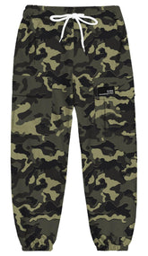 Cromoncent women's cargo pants army-green-camo elastic waist for all-day comfort.