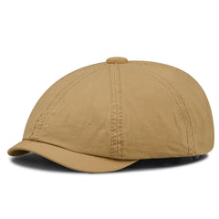 Croogo men's summer hat flat cap ivy newsboy khaki herringbone - front view