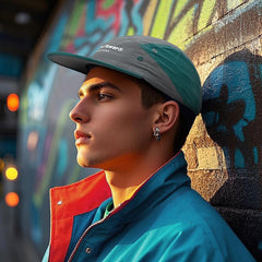 Croogo quick drying cap side angle showing multi color stitching for versatile wear
