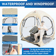 Croosseoutdoors sports tent windproof frame stabilizes shelter in wind.