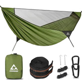 CROSSHIP camping hammock mosquito net setup delivers bug-free outdoor relaxation.