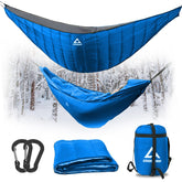 CROSSHIP hammock underquilt with setup straps stabilizes hammock for reliable warmth