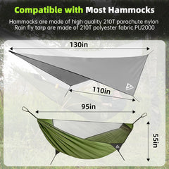 CROSSHIP rain fly tarp demonstrates weather shelter for all-day outdoor adventures.