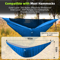 CROSSHIP underquilt DWR nylon shell resists light moisture on the trail