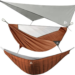 CROSSSHIP camping hammock with mosquito net shields you from bugs during outdoor lounging.