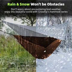 CROSSHIP two-person hammock setup shows shared comfort in nature.