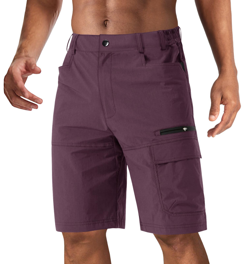 CRYSULLY men's hiking cargo shorts front view with multi-pocket design for quick access.