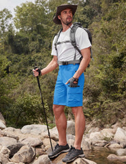 CRYSULLY mens summer shorts Azure back view highlights cargo pockets for secure storage.