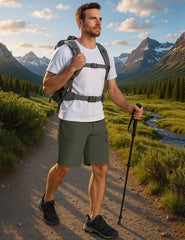 CRYSULLY men's shorts front pockets demonstrate everyday carry convenience on hikes