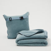 Cuddledown plush fleece travel blanket folded for compact packing and warmth.