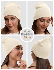 Cuffless classic minimalist beige beanie