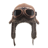 Cuhubyup vintage aviator hat in brown adds warm retro style.