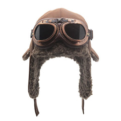 Cuhubyup vintage aviator hat in brown adds warm retro style.