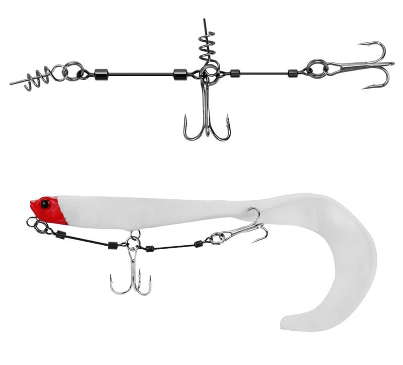 Cuoyuqie stinger rig with 3.9-inch soft bait ready for shallow pike fishing