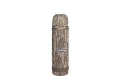 Cupped Waterfowl hot/cold camo thermos in Mossy Oak Bottomland keeps beverages hot or cold on hunts