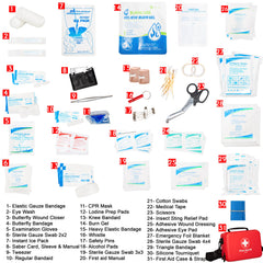 CureIT Premium First Aid Kit Travel burn gel and ice pack soothe minor discomfort.