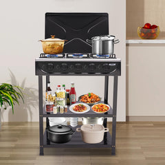 CURIEUYU five-burner stove side view highlighting freestanding outdoor setup