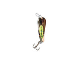 Custom Jigs SL14-CS-101 slender spoon in silver-chartreuse improves ice visibility and bite potential.