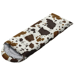 CVHOUSE Brown Cow Sleeping Bag packed compact for easy travel and storage.