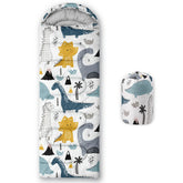 CVHOUSE dinosaur sleeping bag front view, roomy 31x90 inches for adults and kids.