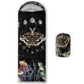 CVHOUSE Sun and Moon Death Moth sleeping bag front view, ideal for three-season camping adventures.