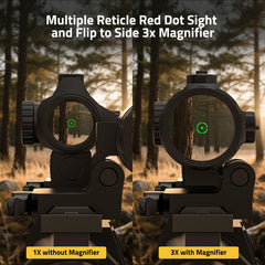 CVLIFE 3X magnifier assembly mounted for extended-range target acquisition.