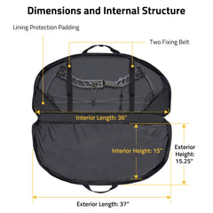 CVLIFE 37-inch bow case exterior pocket for quick-access quiver and accessories.