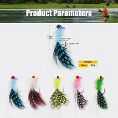 Pre-tied sea rig with bright feathers and glow beads