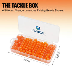 Glowing orange 8mm fishing beads