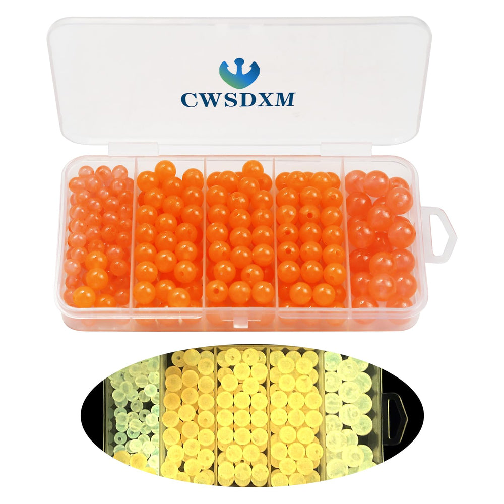CWSDXM glowing orange fishing beads assortment box with 220 beads
