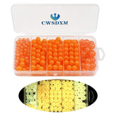 CWSDXM glowing orange fishing beads assortment box with 220 beads