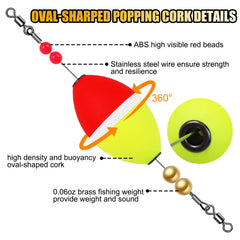 Oval-shaped popping cork in casting position