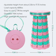 CXHSFNAL collapsible stool folded compact for easy backpacking and travel.