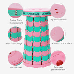 CXHSFNAL collapsible stool base offers stability with non-slip pads.
