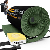CYMULA memory foam camping mat folded in travel bag for easy portability