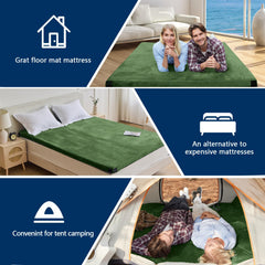 CYMULA CertiPUR-US queen memory foam camping mattress pad rolled in carrying bag for transport.