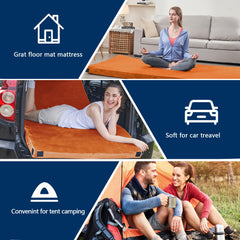 CYMULA memory foam camping mattress used as a guest bed in living room.