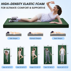 CYMULA memory foam camping mattress pad with waterproof bottom for stable setup