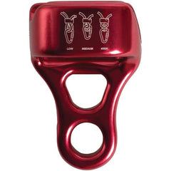 Cypher XF Forge belay device red with rigid stem for smoother rope handling and safer belays.