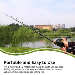 Cyrank ice fishing pole ready for cold-weather use with sturdy build.