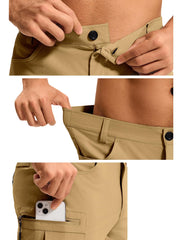 Dababell men's hiking cargo shorts side pocket detail emphasizes reduced thigh pressure during movement