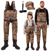 DaddyGoFish neoprene chest waders for family set enabling shared fishing adventures