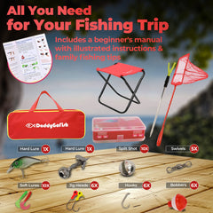 DaddyGoFish carry bag neatly stores gear for family trips and quick setup.