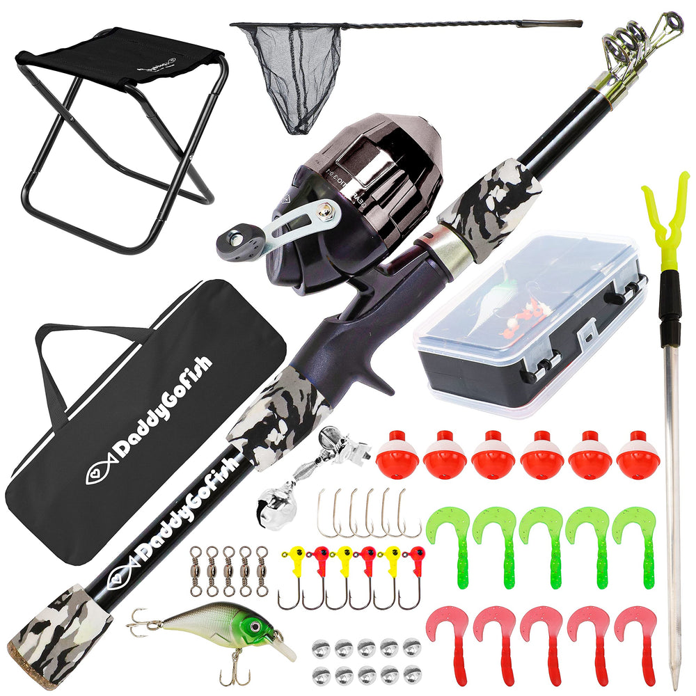 DaddyGoFish kids fishing-pole-rod-reel-combo enables quick, beginner-friendly outdoor fishing.