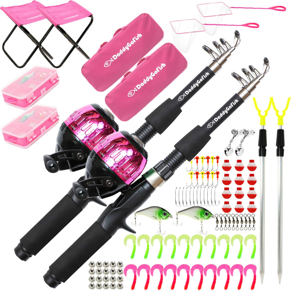 DaddyGoFish telescopic-rod for kids, easy travel and beginner-friendly learning.