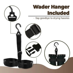 DaddyGoFish waterproof durable-material waders highlight moisture protection during rugged outdoor activities