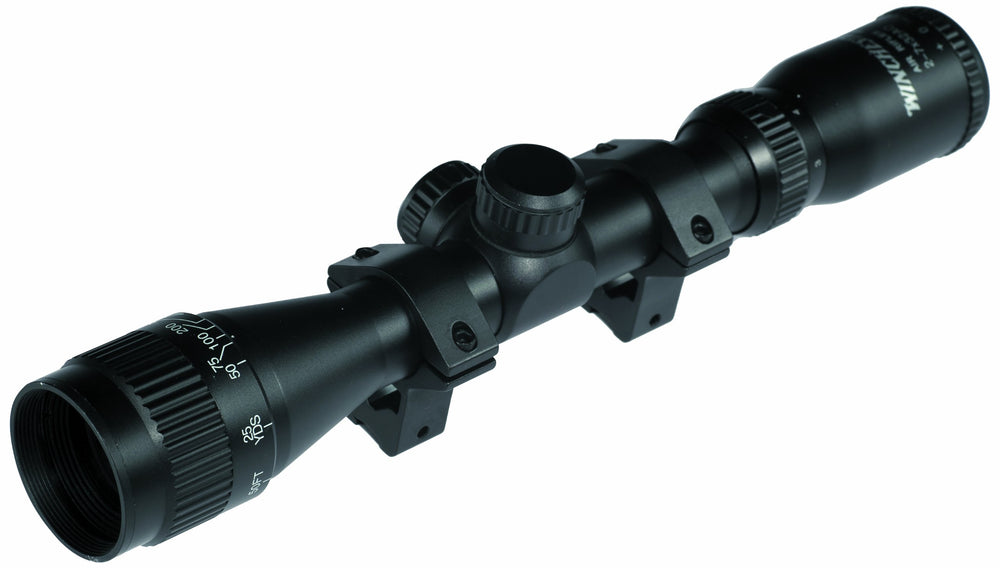 Daisy Winchester scope front view with clear 4x32 optic for precise aiming