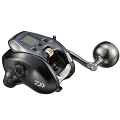 Daiwa 21 Seaborg 300J drag dial close-up enables precise speed adjustments.