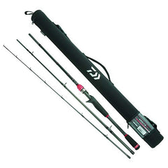 Daiwa Ardito travel rod with Fuji guides shown in semi-hard case for protected transport.