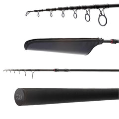 DAIWA Black Widow XT Tele Carp Rod compact pack ready for transport and quick setup.